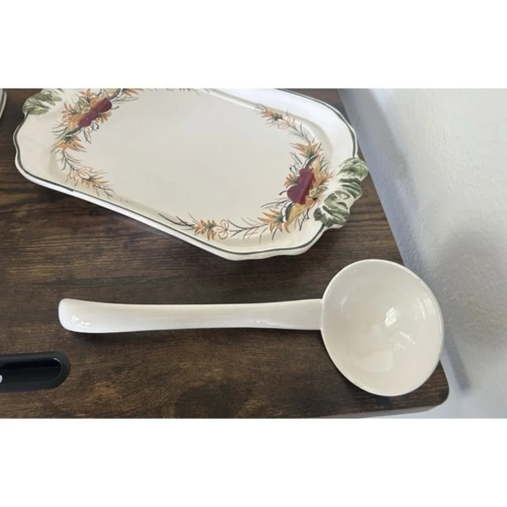 RARE 4-PC Royal Sealy Plum Harvest Soup Tureen Matching Platter Lid & Ladle 60's
